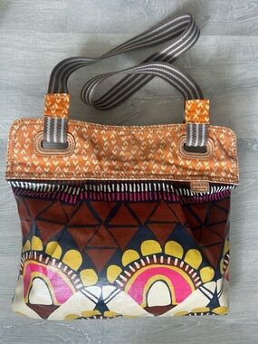 Fossil Key-Per Vintage Coated Canvas Tote Boho Beach Festival
